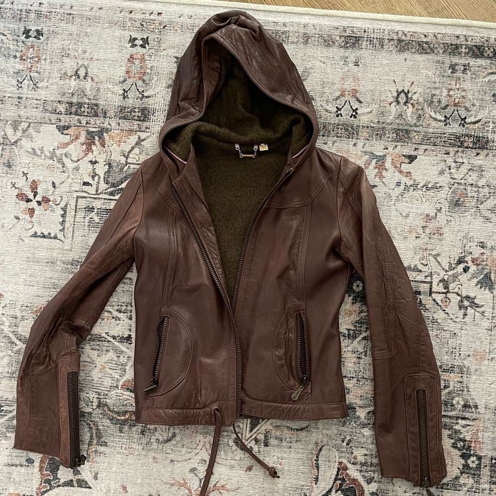 DOMA Leather Hooded Jacket sz S